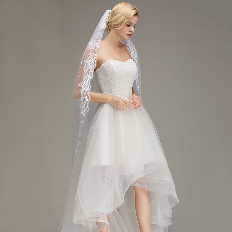 One Layer Lace Edge Wedding Veil