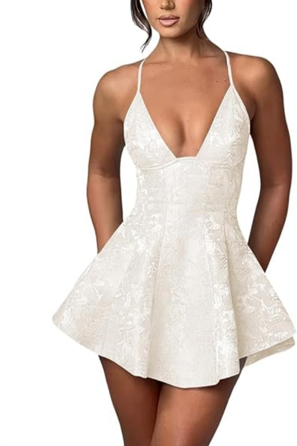 Short A-line Halter V-Neck Ruched Saitn Mini Backless Homecoming Dress