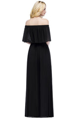 Long A-line Off the Shoulder Chiffon Formal Evening Dresses