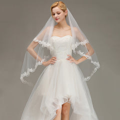 Two Layers Tulle Lace Edge Comb Wedding Veil