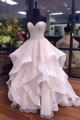 Elegant Long A-line Organza Tulle Sweetheart Wedding Dresses