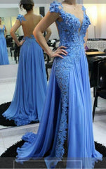 Long A-line Sweetheart Lace Floor Length Backless Prom Dress With Ruffles