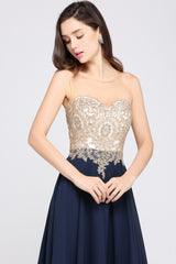 A-Line Chiffon Tulle Lace Scoop Sleeveless Floor Length Bridesmaid Dress with Beadings