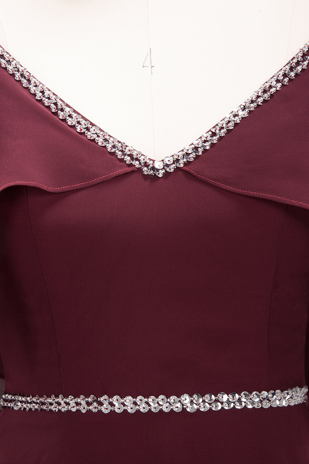 A-line Chiffon V-Neck Spaghetti Straps Sleeveless Floor Length Bridesmaid Dresses with Beading Sash