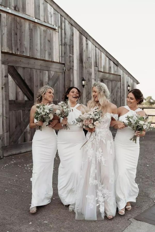 Elegant Long A-line Off the Shoulder Tulle Floral Lace Wedding Dress
