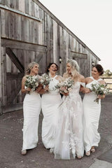 Elegant Long A-line Off the Shoulder Tulle Floral Lace Wedding Dress