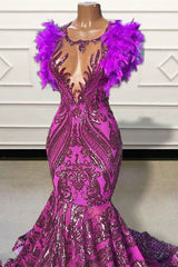 Sexy Sleeveless V-Neck Open Back Mermaid Long Prom Dress with Fur
