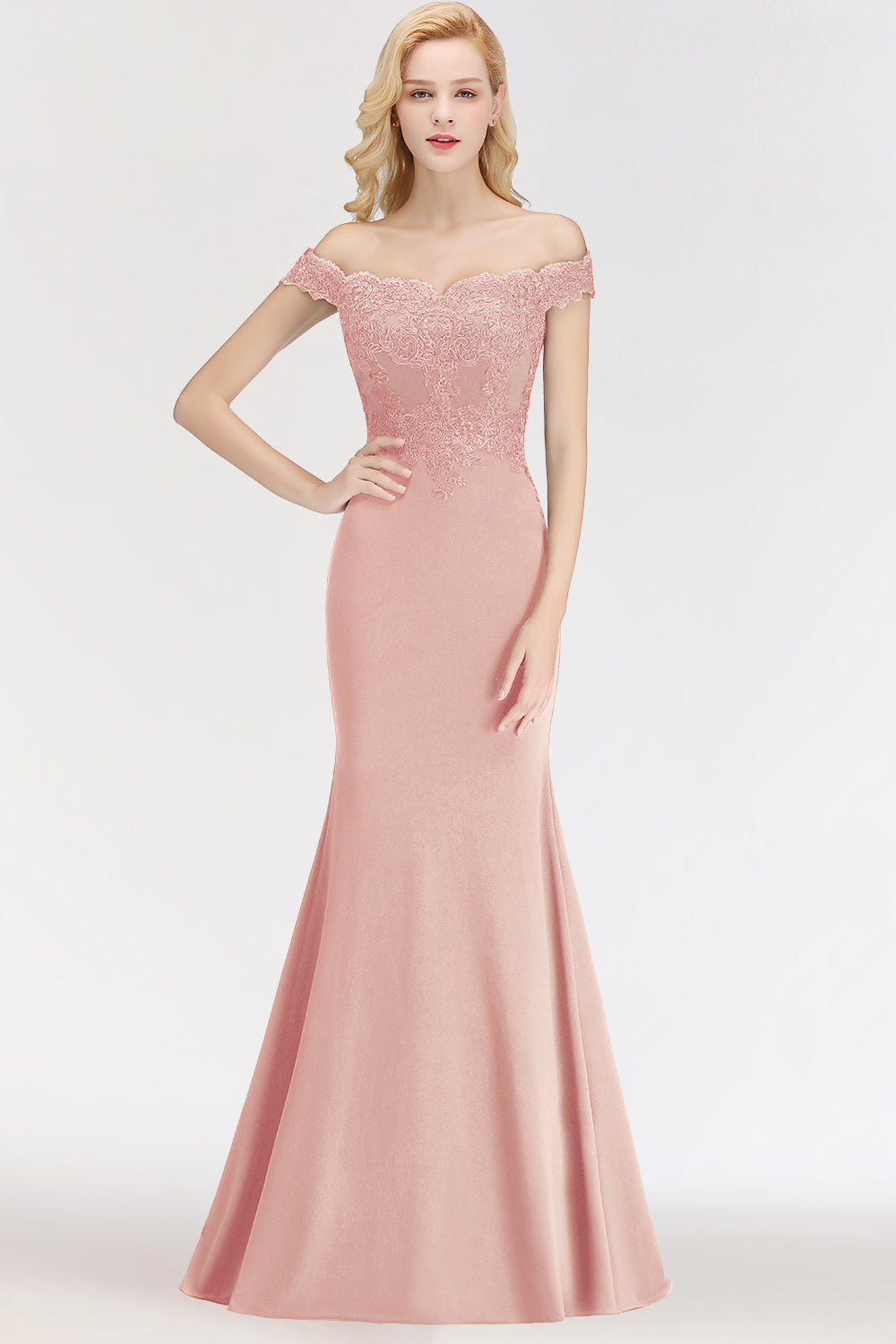 Elegant Long Mermaid Off the Shoulder Lace Bridesmaid Dresses