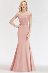 Elegant Long Mermaid Off the Shoulder Lace Bridesmaid Dresses