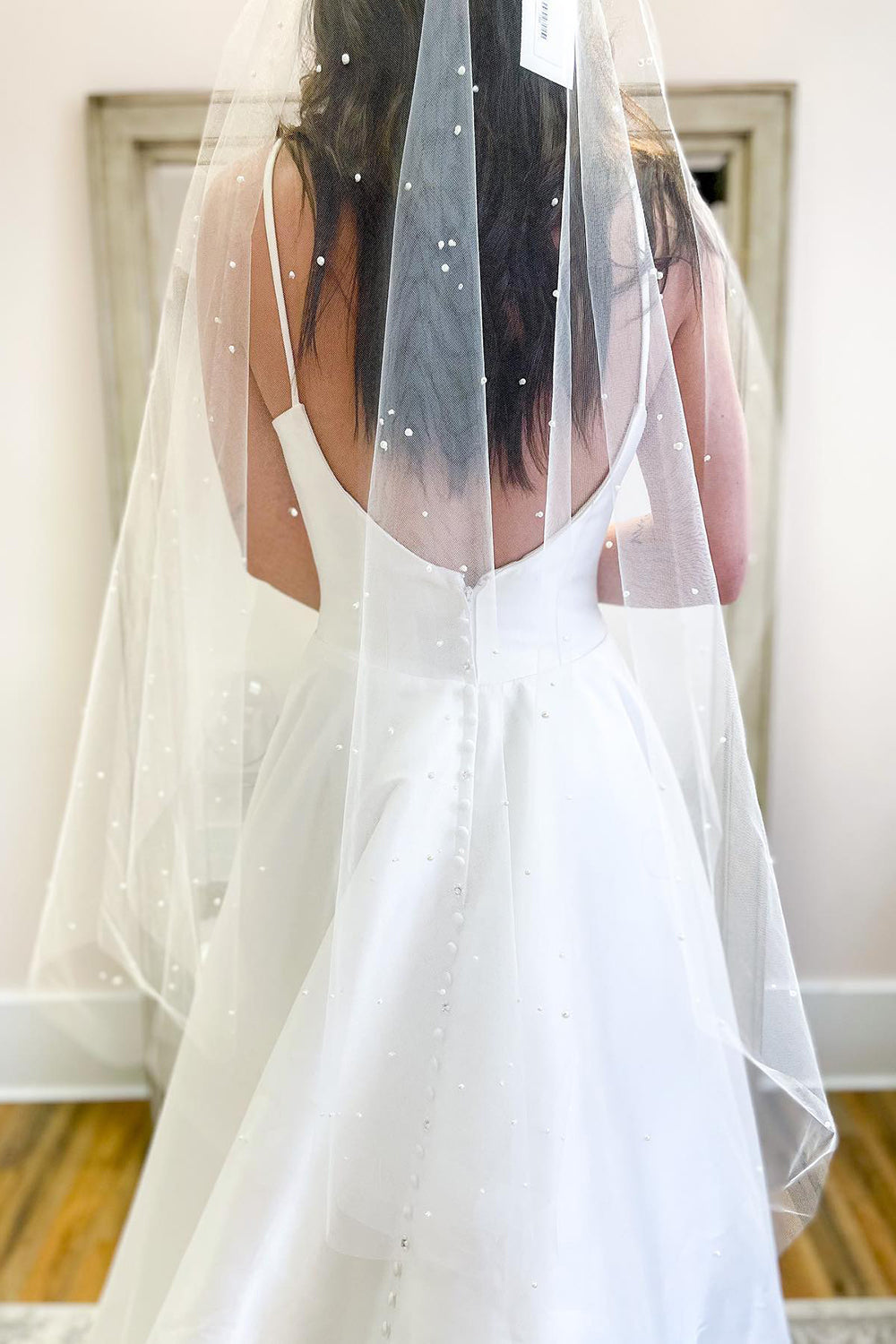 Long A-Line Spaghetti Straps Sweetheart Satin Backless Wedding Dress With Pockets