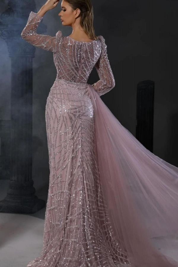 Long Mermaid Tulle Sweetheart Prom Dress with Sleeves