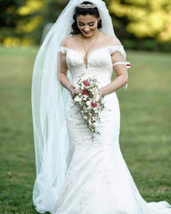 Elegant Long Mermaid Lace Off the Shoulder Wedding Dress