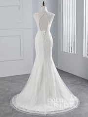 Elegant Long Lace Appliques Mermaid Wedding Dresses