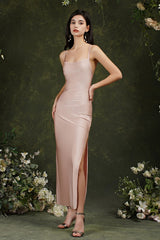 Long Mermaid Spaghetti Straps Backless Party Dresses with Slit