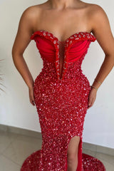 Sparkle Long Sequin Sweetheart Mermaid Prom Dress with Slit