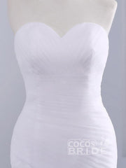White Long Ruffle Tulle Sweetheart Mermaid Wedding Dresses