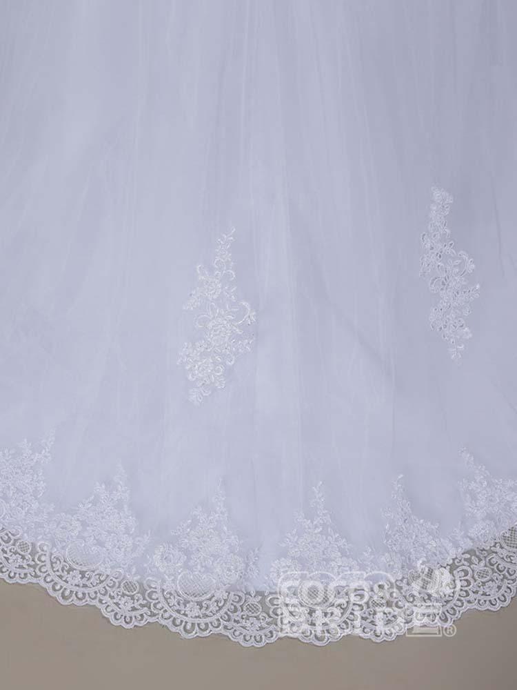 Modest White Long Lace Covered Button Ball Gown Wedding Dresses