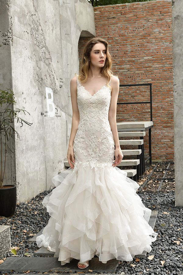 Gorgeous Long Sweetheart Appliques Lace Mermaid Wedding Dress