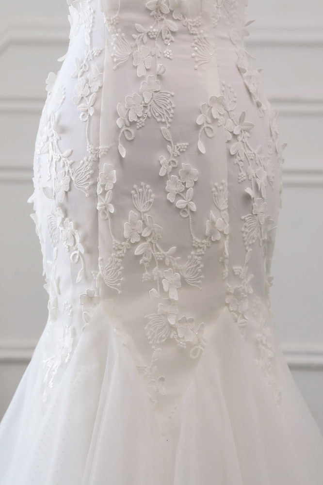 Gorgeous Long Tulle Off the shoulder Mermaid Lace-up Wedding Dress