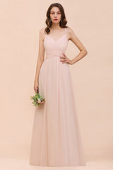 Gorgeous Long A-line Sweetheart Spaghetti Straps Chiffon Backless Bridesmaid Dress