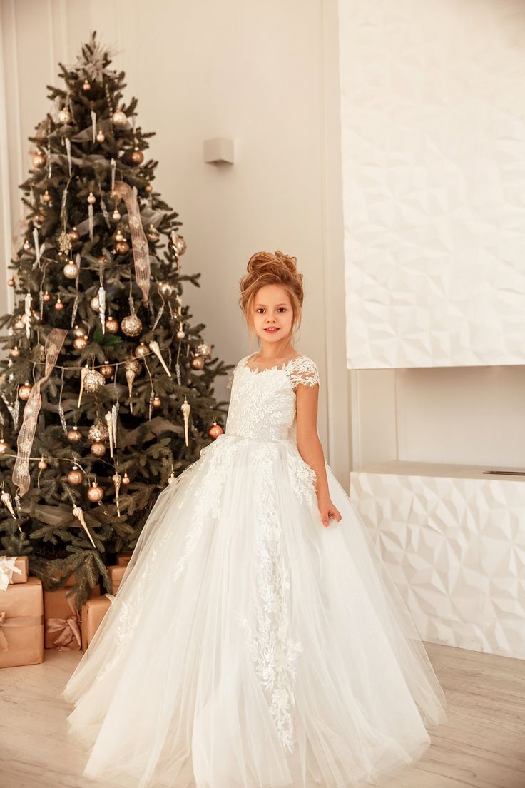 Lovely Long Princess Tulle Floor Length Flower Girl Dress