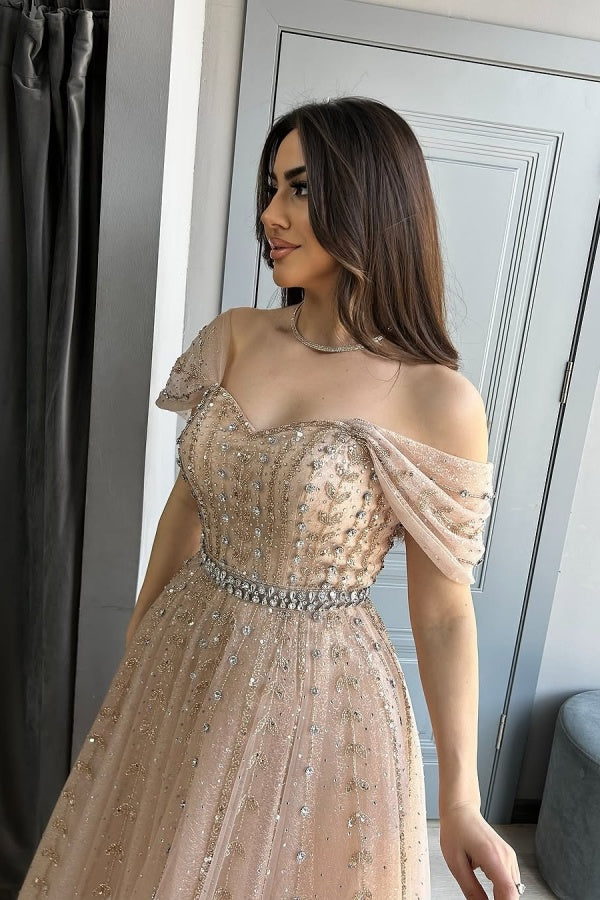 Long A-line Sweetheart Backless Off the Shoulder Formal Evening Dresses