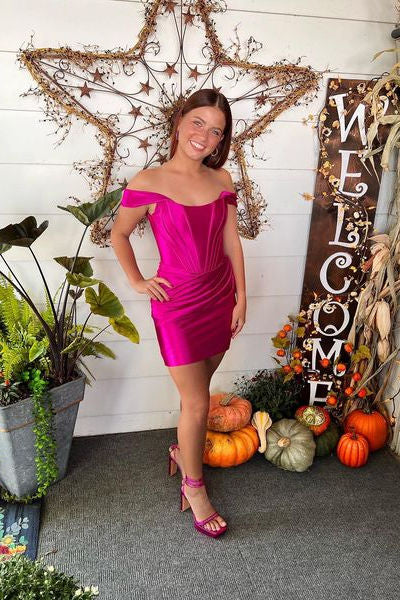 Mermaid Off the Shoulder Cap Sleeves Short Bodycon Homecoming Dress
