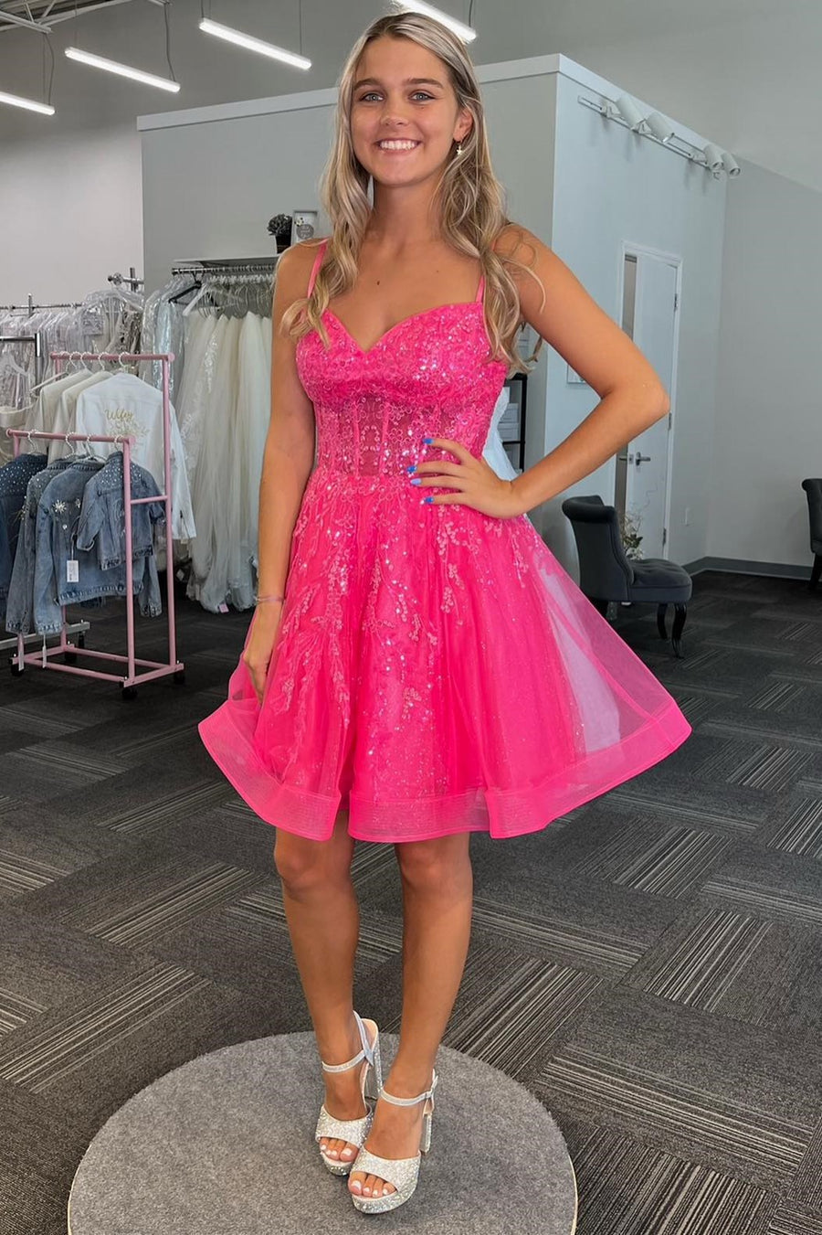 Sweetheart Sequin A-Line Short Homecoming Dress