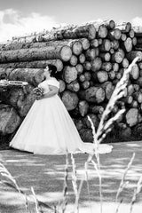 Plus Size Off the Shoulder Tulle Ball Gown Wedding Dresses