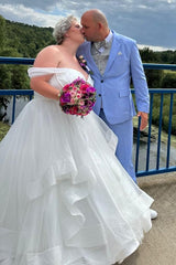 Simple Plus Size Off the Shoulder Ball Gown Wedding Dresses