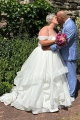 Simple Plus Size Off the Shoulder Ball Gown Wedding Dresses