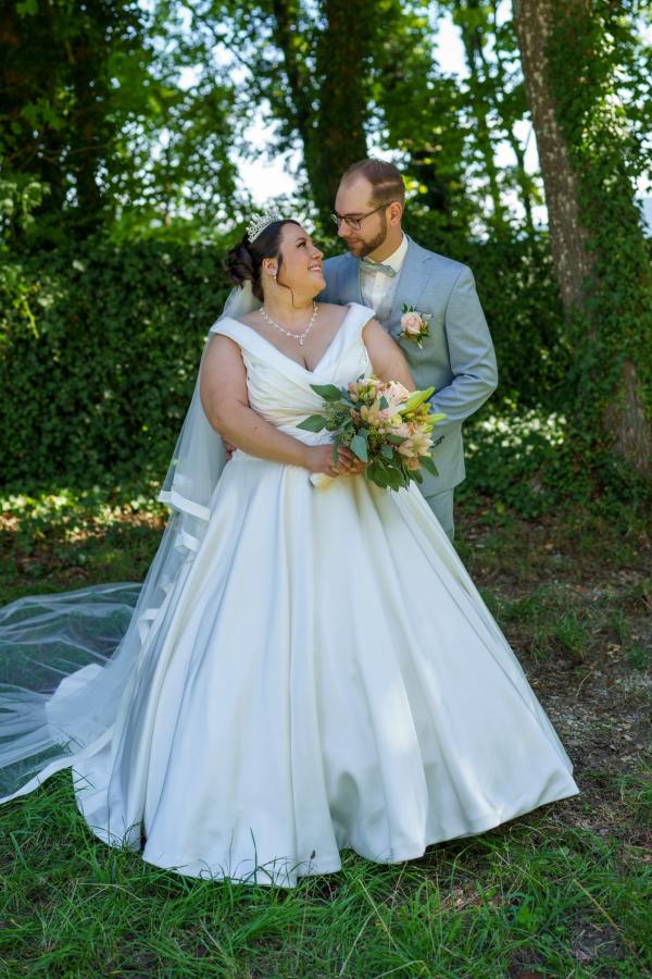 Satin V-neck Sleeveless Ball Gown Plus Size Wedding Dresses