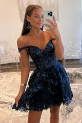 Burgundy Off the Shoulder Tulle A-line Ruffles Homecoming Dress