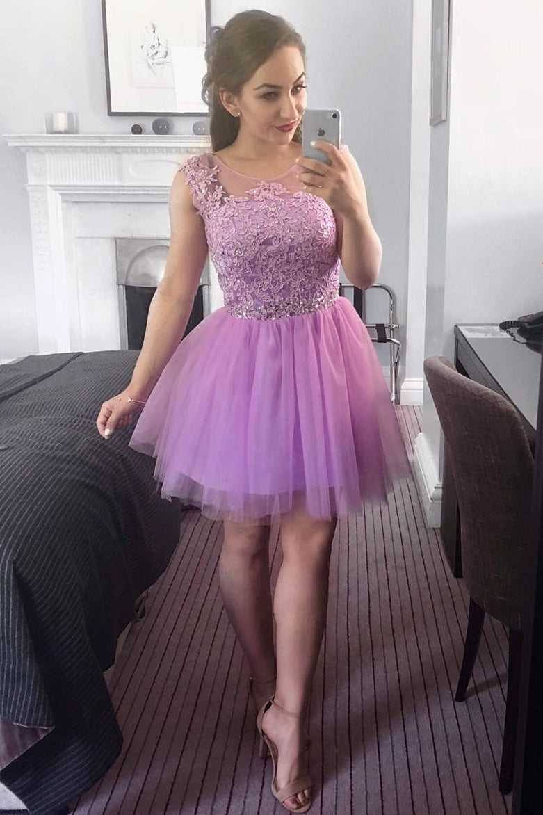 Short A-line Tulle Lace Homecoming Dress