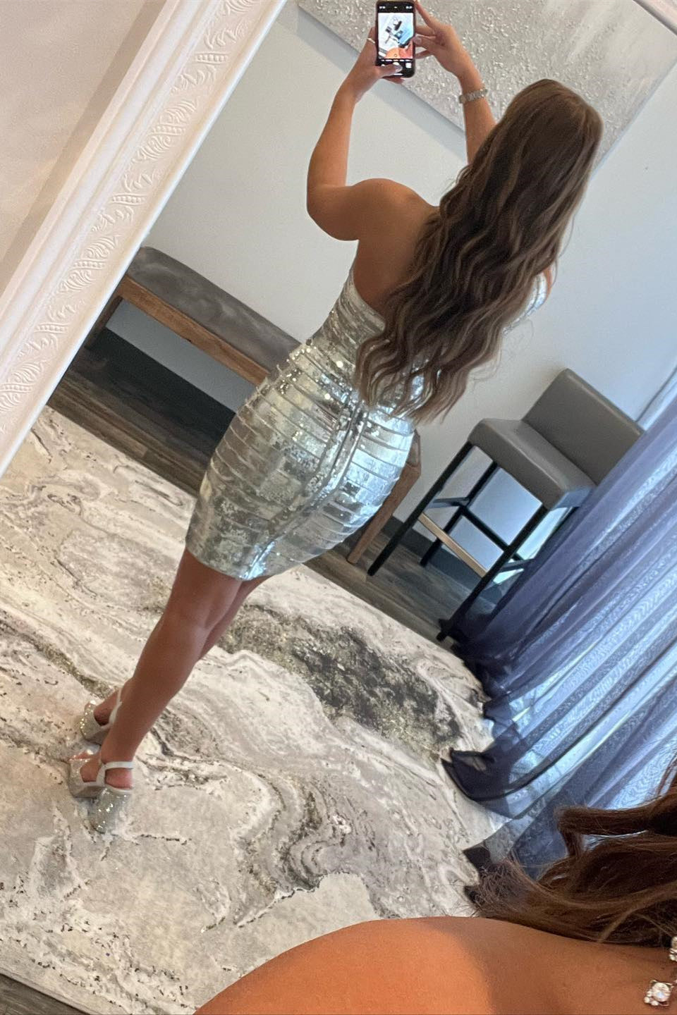 Silver One Shoulder Sequins Mermaid Homecoming Dress