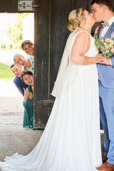 Plus Size Simple Sleeveless Deep V-neck Wedding Dresses