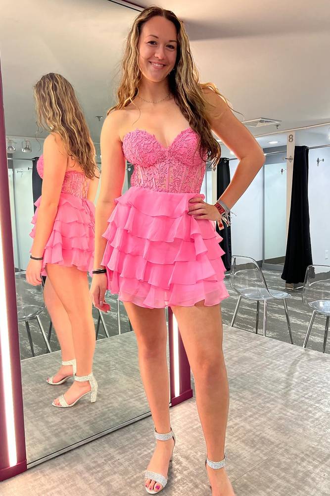 Sweetheart Royal Blue Lace Chiffin A-Line Short Party Dress