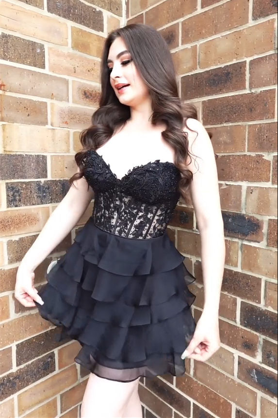 Sweetheart Royal Blue Lace Chiffin A-Line Short Party Dress