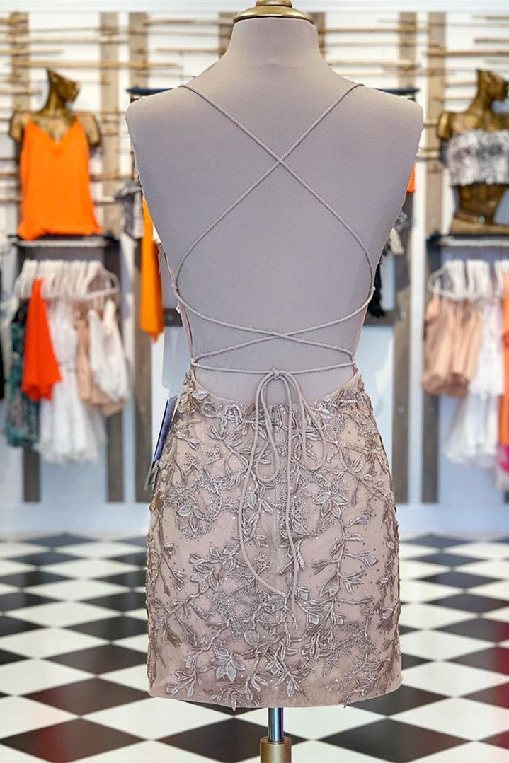 Mermaid Open Back Lace Strapless Short Homecoming Dress